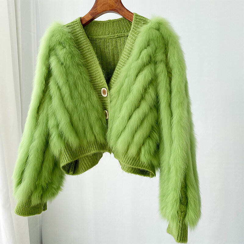 2023 Top fashion  vintage High-end Women Knitted Sleeveless Fur Vests With Natural Raccoon Fur Jacket