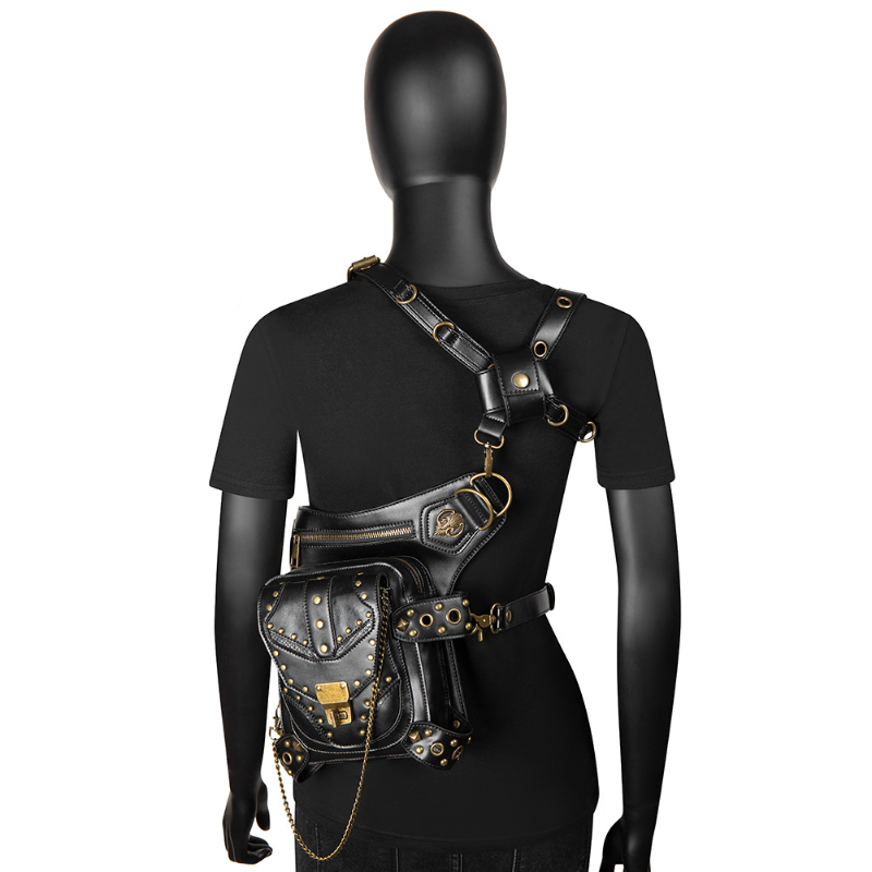 Мотоциклетная сумка Chikage с заклепками в стиле стимпанк, женская сумка через плечо, Женская поясная сумка на цепочке в винтажном стиле