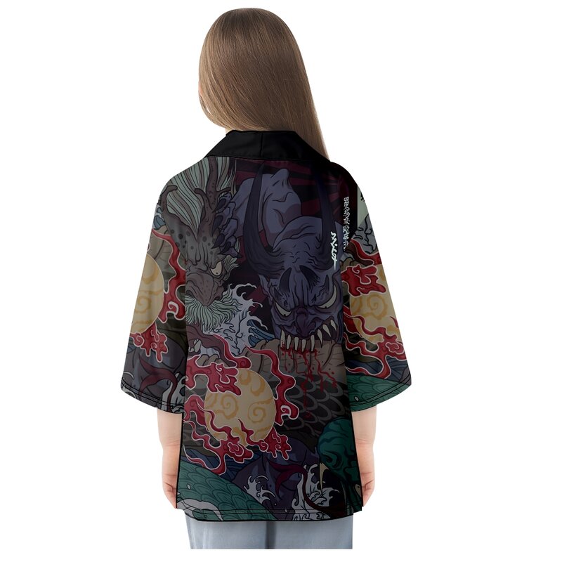 Japanese Style Kimono Streetwear Men Women Cartoon Print Cardigan Haori Summer Beach Yukata Plus Size 4XL 5XL 6XL
