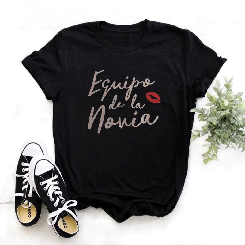 Bachelorette Party T-shirt Equipo Novia Spanje Print Team Bruid Femme Bruiloft T-shirt Bruidsmeisje Harajuku Kleding Esthetische Tee