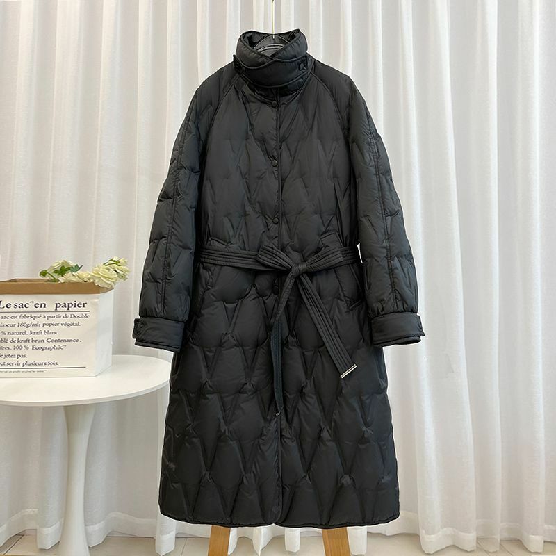 Manteau en duvet monochrome pour femme, col montant Aadt, parc unique, nouvelle tenue, mode, hiver, 2024, K11