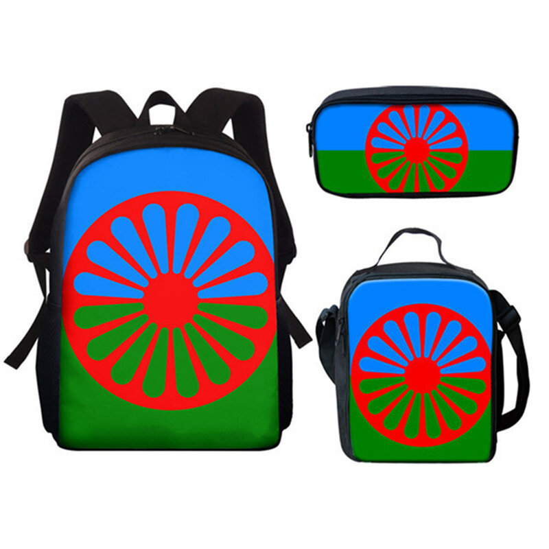 Mochila con estampado 3D de la bandera del Oromo, bolso escolar clásico y creativo para pupilas, mochila para portátil, bolsa de almuerzo, estuche para lápices, 3 unidades por juego