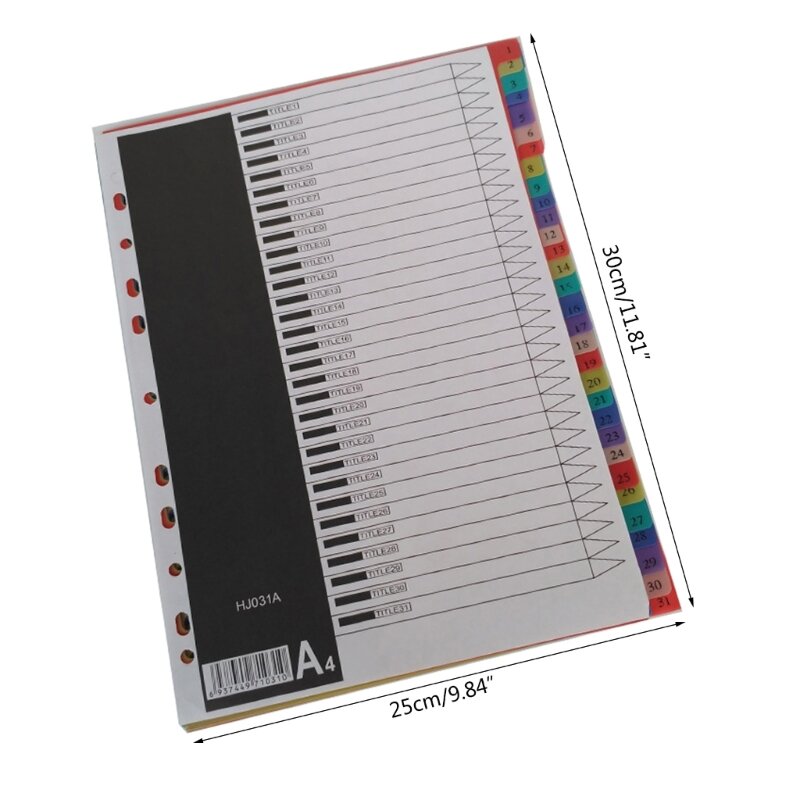 31 Sheets Folder Dividers A 4 Subject Dividers Practical File Dividers with 11 Hole Binders Dividers for School Office