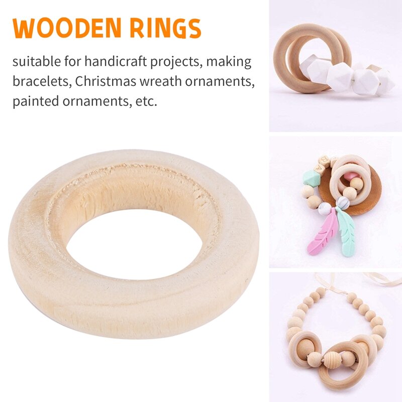 Anneaux artisanaux en bois non finis, connecteurs de pendentif en bois circulaire, projets de bricolage, 25mm, 1 po, 150 pièces