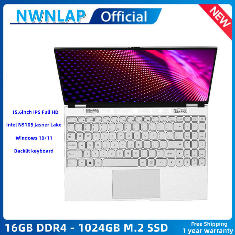Intel-ordenador portátil Celeron N5105, Notebook con pantalla IPS de 15,6 pulgadas, 16GB RAM - 1TB SSD, WiFi Dual, para oficina de negocios, Clase en línea, Windows 10