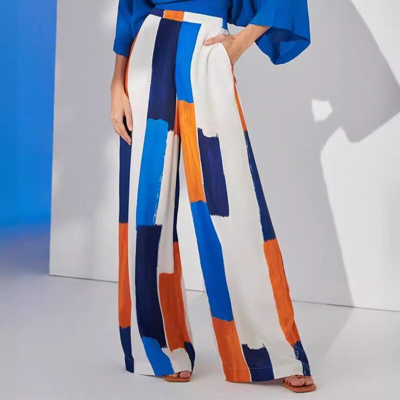 Комплект из двух предметов с широкими штанинами и завышенной талией, Женская Однотонная рубашка с длинным рукавом, весенне-летний темпераментный комплект для женщин