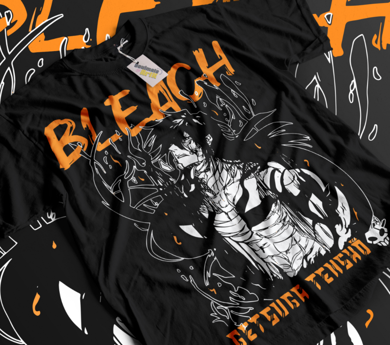 Bleach Ichigo Kurosaki kaus Getsuga Anime Manga kaus lembut semua ukuran