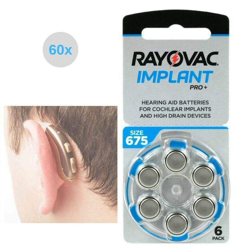 Appareil auditif Rayovac implanf Zinc Air, boîte de 60 cellules à batterie, 24.com, taille 675, A675, 1.45V, Blue Store 44