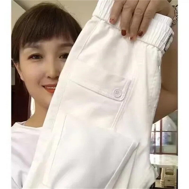Calça Harun solta de cintura alta feminina, moda coreana, casual, fina, elástica, feminina, calça feminina, nova, outono, 2024