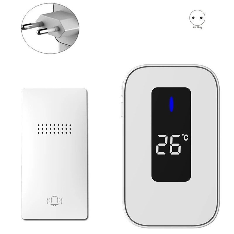 Wireless Doorbell Waterproof Self-Powered 38-Song Doorbell Set Home Outdoor Doorbell With Temperature Display