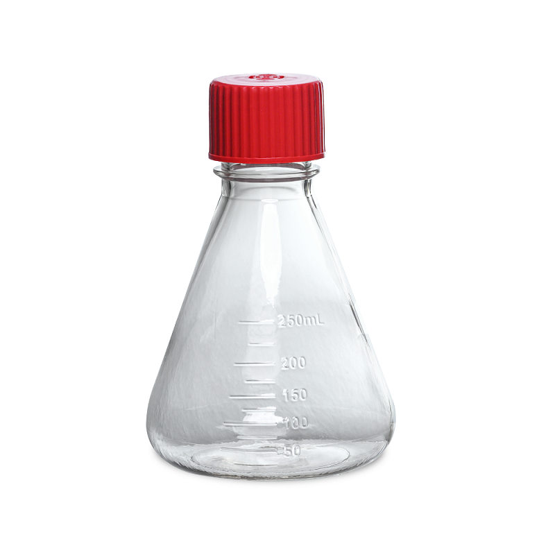 LABSELECT Triangle cell culture bottle, Breathable cover, Polycarbonate material, 250ml Erlenmeyer Flask, 17211