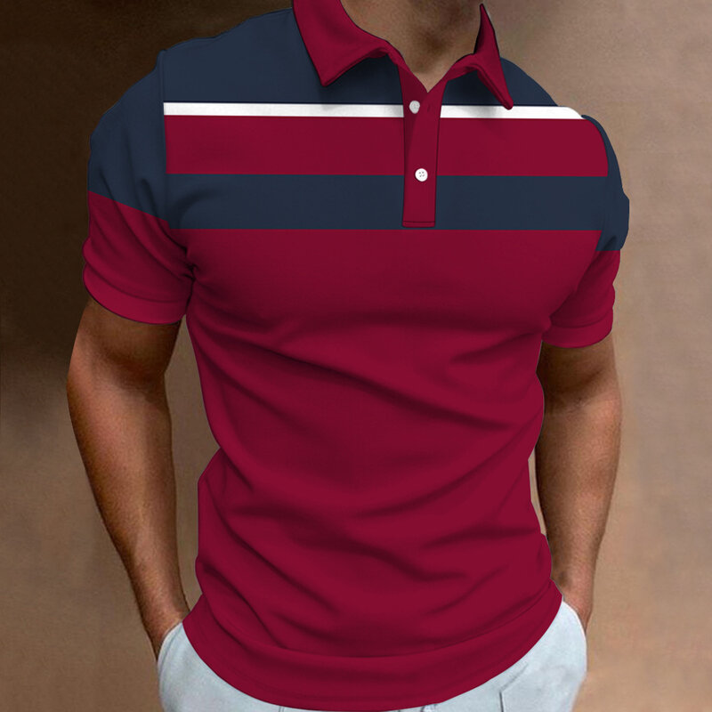 Nowa biznesowa koszulka z krótkim rękawem w kratę męska koszulka Polo z siatką oddychająca z klapą Top na co dzień koszulka letnia męska koszulka