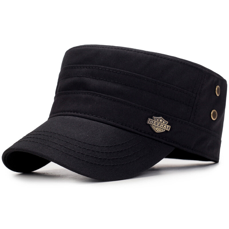 2021 وصفت الرجال قبعة عسكرية الصيف الخريف قبعة كاديت عادية غسلها القطن قبعات مسطحة الإناث خمر قبعات الجيش العظام رجل قبعة