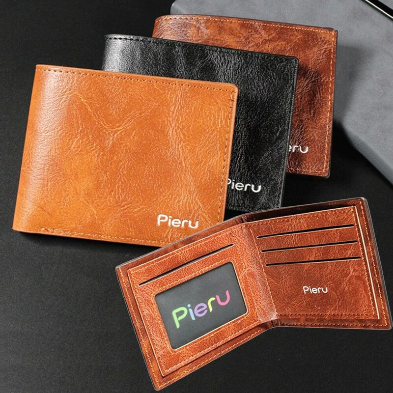 男性用PUレザー名刺ホルダー,短い財布,大容量カードスロット,コインケース,卸売,男性