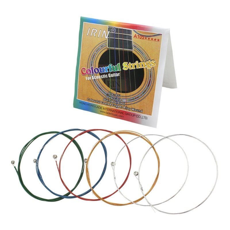 6 Pieces Steel  Folk Guitar 6 String Replacement Sets Stainless Steel Acoustic Guitar Strings Kits for Folk Guitars