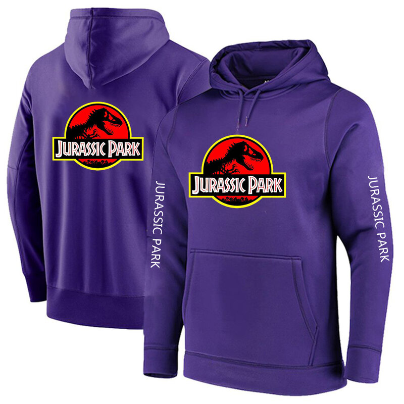 023 Jurassic Park hoodie pria warna Solid musim gugur baru Sweatshirt bertudung lengan panjang mantel Pullover modis