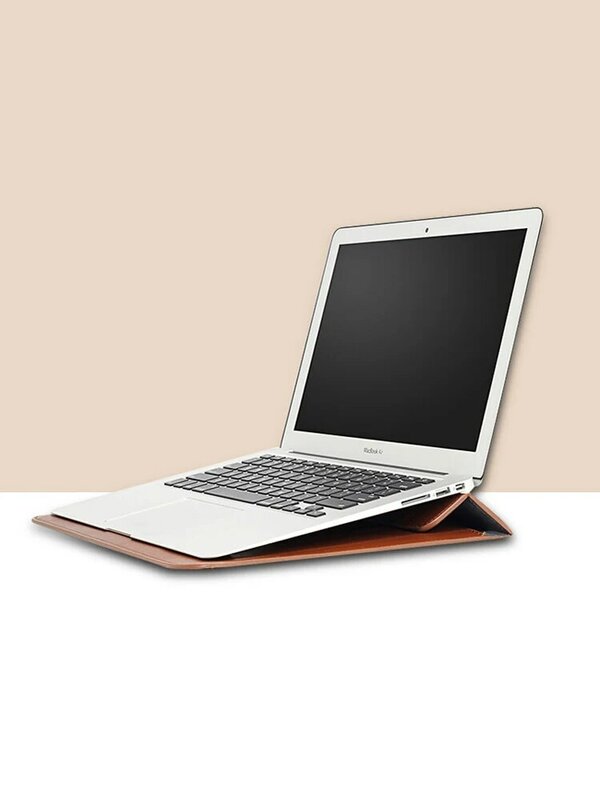 Luva do portátil de couro do plutônio para macbook air 13 caso pro retina 11 15 notebook suporte capa para huawei escudo saco do portátil unisex