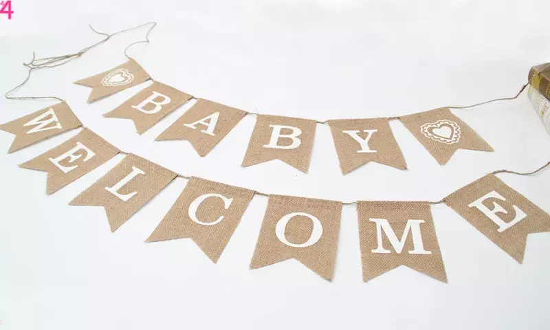 Bannière de bienvenue en toile de jute pour bébé, décorations Vintage pour fête prénatale