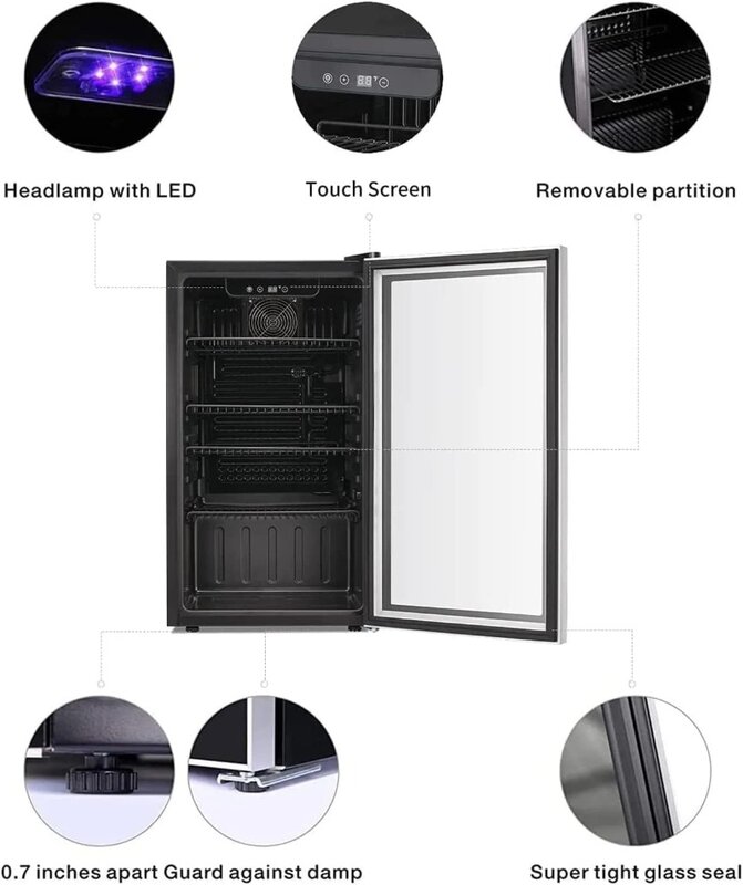 Винный холодильник Antarctic Star/шкаф для напитков, мини-винный погреб, пивная сода, прозрачная стеклянная дверь, холодильник, 3,2 куб. Фута, черный