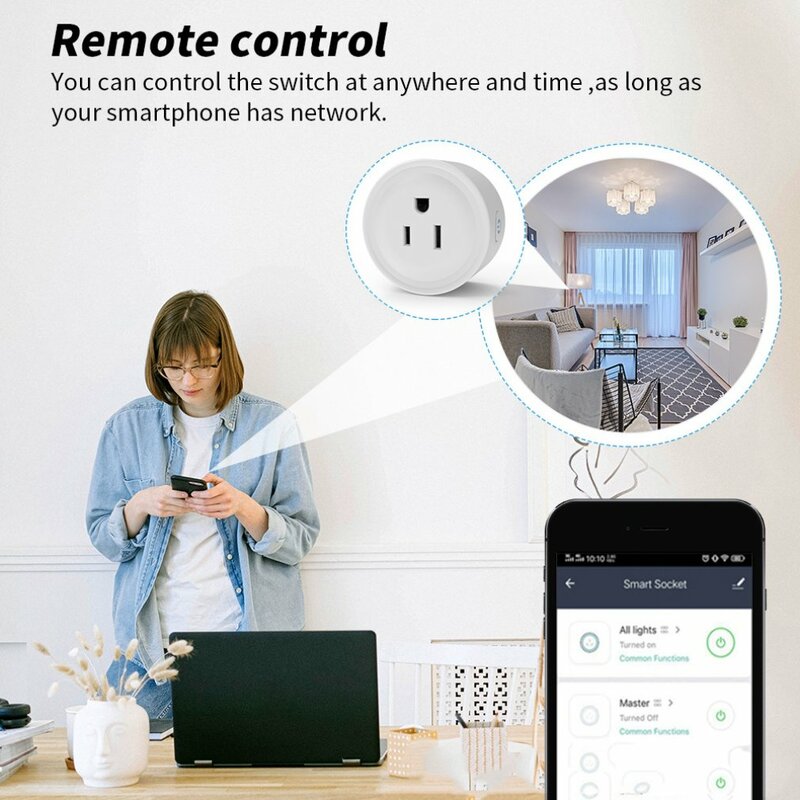 Presa Smart Plug WiFi presa Wireless usa con Timer per Monitor di alimentazione controllo APP Smart Life funziona con Google Home Alexa