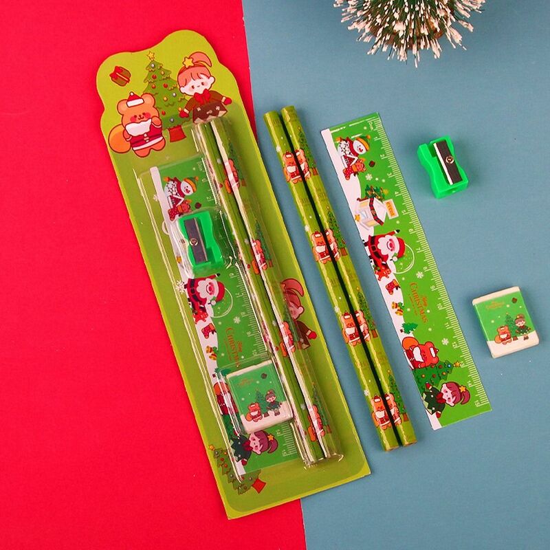 Lápis Sharpener for Children, Material Escolar, Eraser Gift Box, Natal Papelaria Set, Ferramenta de Escrita, Menina e Menino