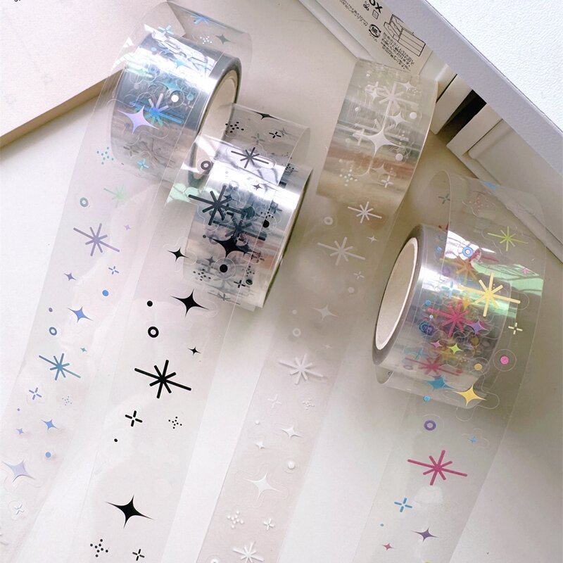 Coreano Kawaii Mão Tent Tape Sticker, símbolos coloridos, transparente, decorativo, bonito dos desenhos animados, papelaria escolar, DIY, 5m
