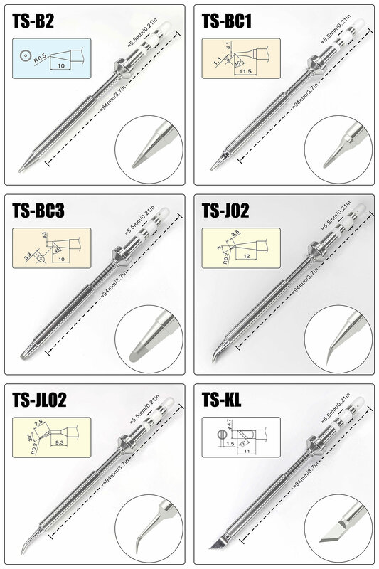 Pine64-Pointes de fer à souder de remplacement TS100 TS101, divers modèles de pointes de fer à souder électriques Pinecil série TS BC2 ILS C4 KU