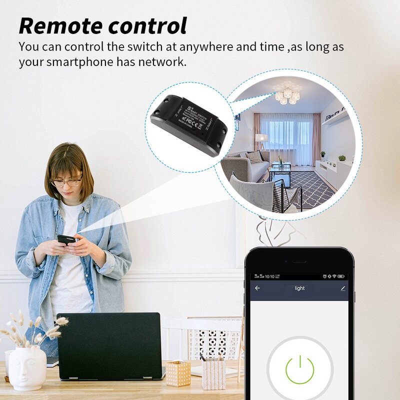 Interruptor do temporizador do controle remoto sem fio, DIY Pass-through Disconnector, Mudança Home Fittings Module, Wi-Fi, Tuya Smart, Celular