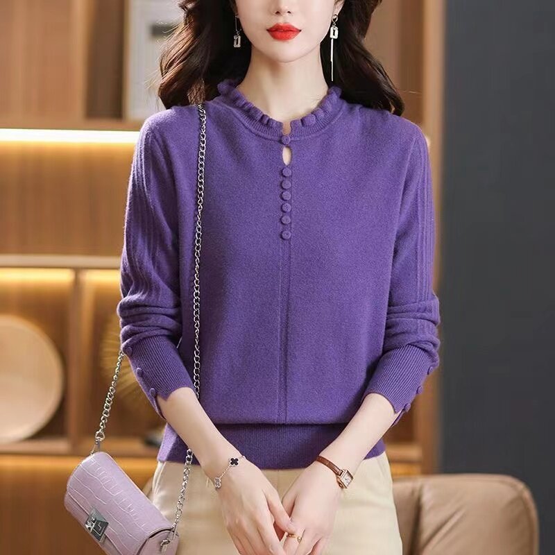 Sweter damski jesienno-zimowy nowy sweter z długim rękawem luźne, dopasowane koreańskie Casual dzianinowa bluzka sweter damski topy