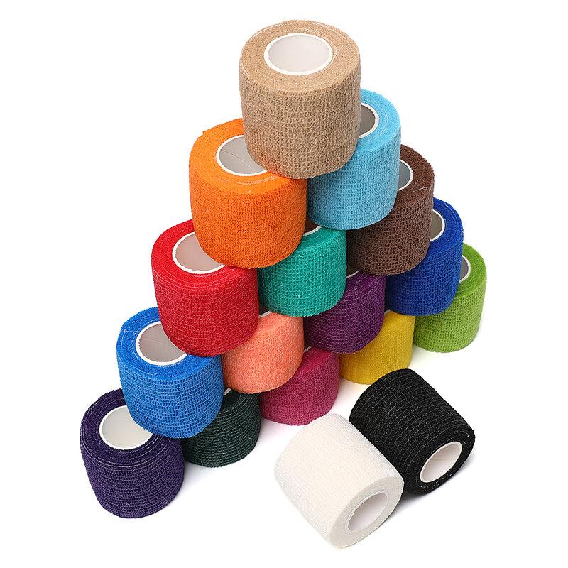 18 kolorów kolorowe taśma do owijania sportowe przylepny bandaż elastyczny siebie Elastoplast ochraniacz sportowy kolano palec kostka ramię