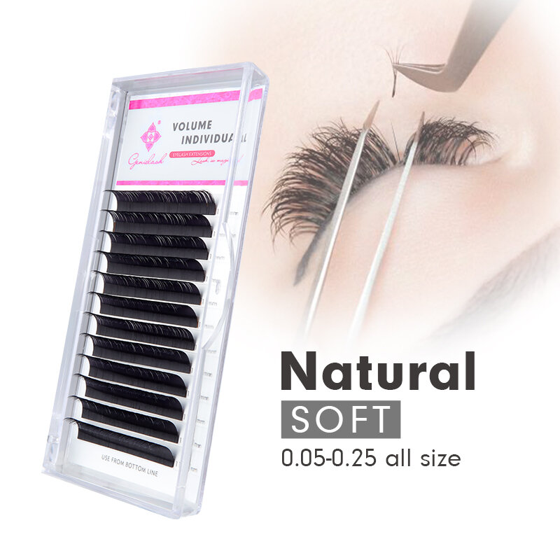 Genielash false lashes natrual soft 16rows 8-15mm mix individual eyelashes russian volume eyelashes extension supplies