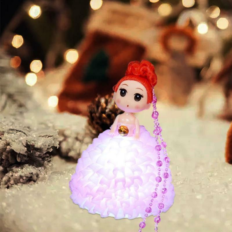 Lampu putri anak gaun pesta boneka bercahaya lucu dengan lampu malam Led lampu taman kanak-kanak indah hadiah ulang tahun putri