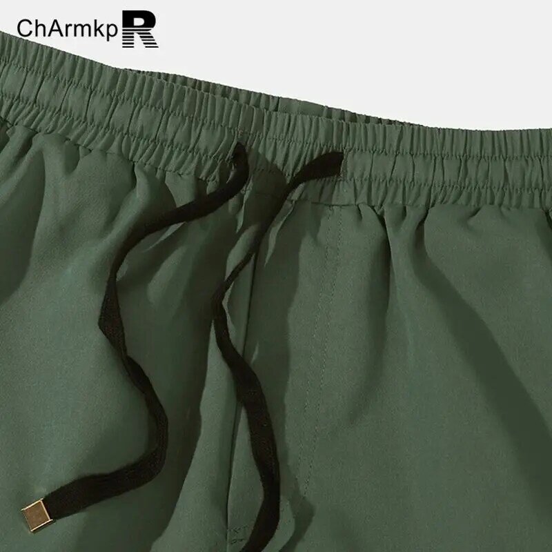 Charmkpr-moletom de cintura com cordão masculino, calças jogger soltas, calças compridas, streetwear, roupas de verão, 2022