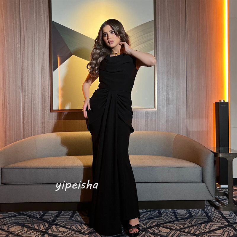 Prom Dress Saudi Arabia Classic Modern Style Formal Evening V-Neck A-line Pleat Ankle-Length Satin Bespoke Occasion Dresses