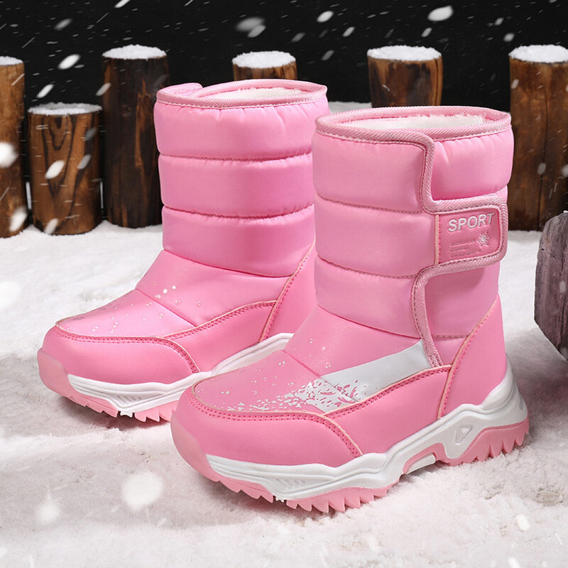 Kids Ankle Boots Waterproof Children Sneakers Fashion Anti slip Children Boots Plush Warm Snow Boots Boys Girls Winter Shoes