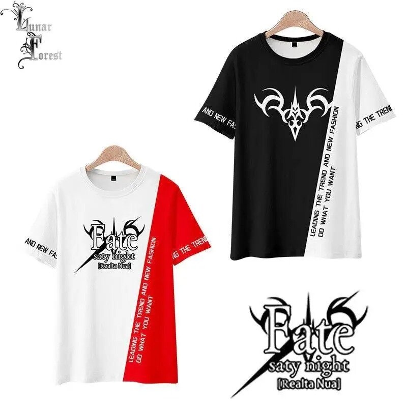 Fate/Extra najnowszy nadruk z bisem t-shirt letni z okrągłym dekoltem krótki rękaw popularne Anime japońska gra Streetwear 2024