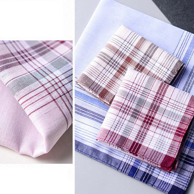 Pañuelos cuadrados a rayas para hombre, pañuelo de algodón de alta calidad, suave y cómodo, Color aleatorio, 5 piezas