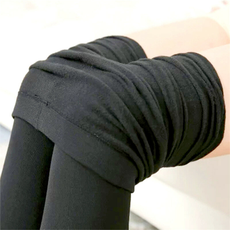 2023 Autumn Winter Woman Thick Warm Leggings Candy Color Brushed Charcoal Stretch Fleece Pants Trample Feet Leggings