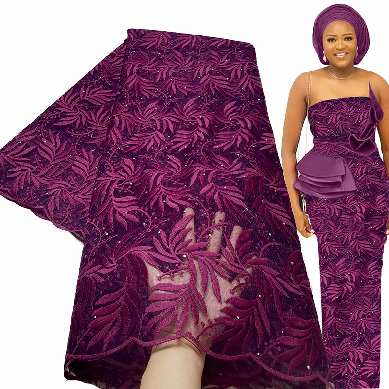 Bestway новейшая африканская кружевная ткань с вышивкой 5 ярдов Высокое качество нигерийская женская свадебная французская Тюль Asoebi кружевной...