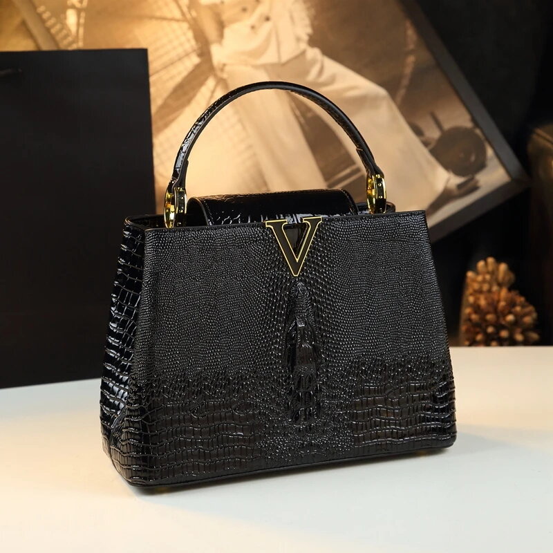 Luxury Genuine Leather Women's Handbags Niche Original Lady Shell Bag Crocodile Pattern 2023 New Shoulder Messenger Bags