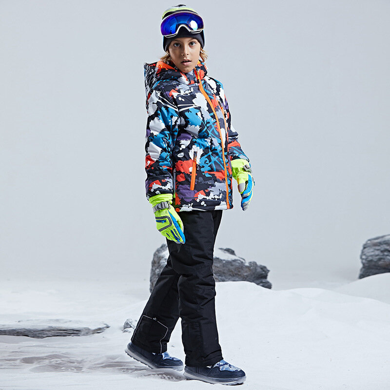 Traje de esquí para niños, conjunto de nieve para cross-country, 100-160cm, 5, 6, 7, 8, 9, 10, 11, 12, 13, 14, 15 años, niños, niñas, todoterreno, cálido, impermeable,-30 ℃