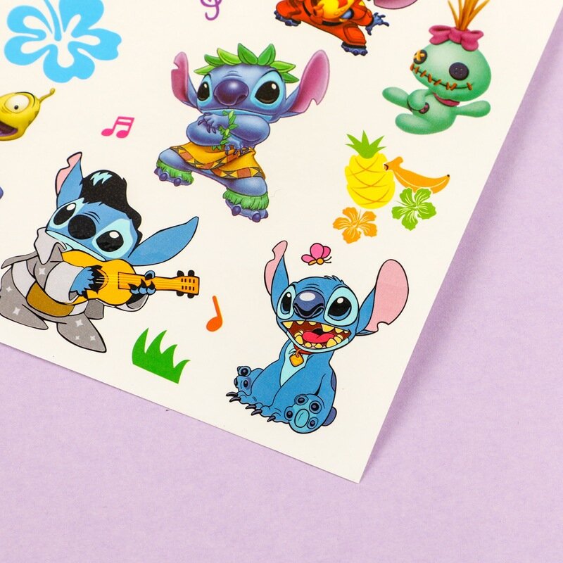 Pegatinas de tatuaje de Lilo Stitch para niños, figura de dibujos animados, muñecas de Stitch Kawaii, juguetes de PVC, pegatinas de figura de acción para niños