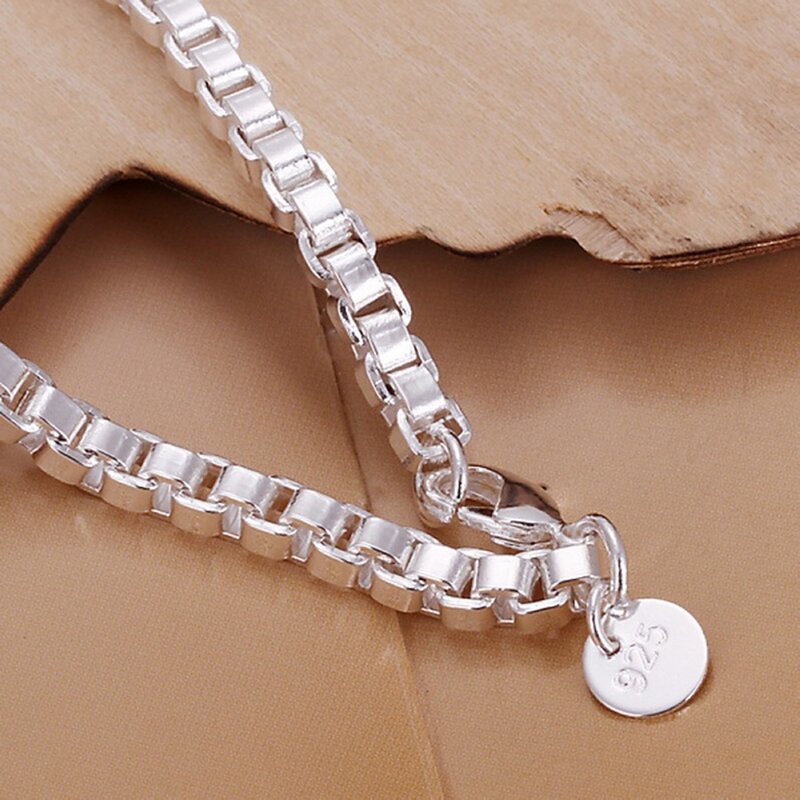 Prezzo di fabbrica gioielli color argento moda donna bracciali catena da 4MM simpatici regali da uomo per matrimoni spedizione gratuita