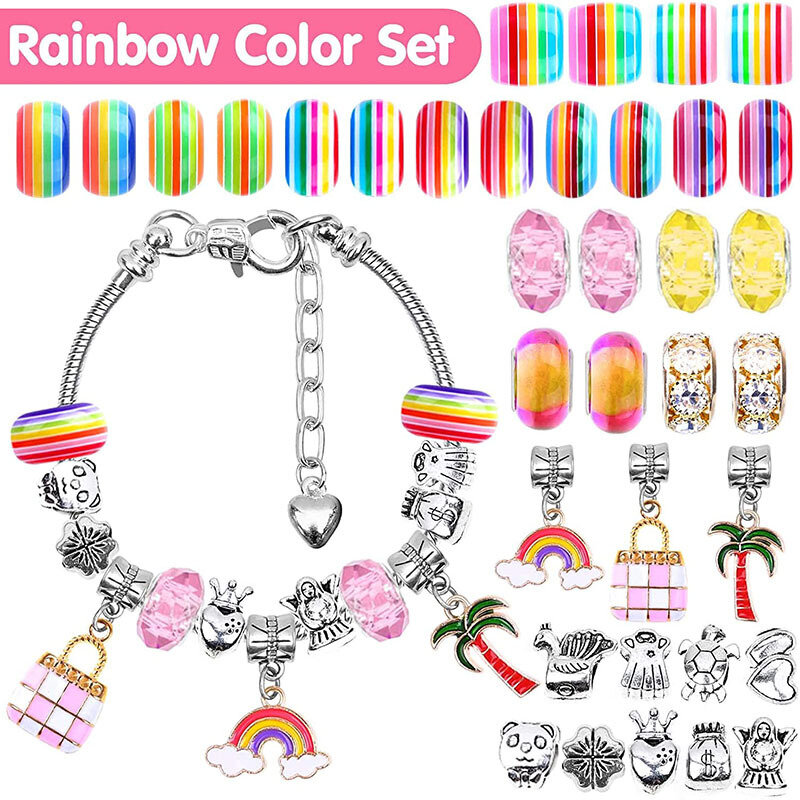 DIY Charms Bracelet Making Set Spacer Beads Pendant Accessories for Bracelet Necklace Jewelry Making Creative Children Gifts New