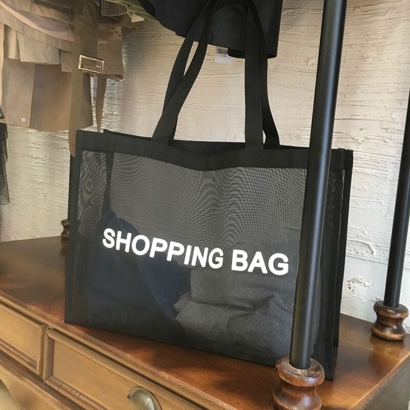 Black Transparent Mesh Shopping Bag Large Capacity Nylon Mall Beach Fitness Yoga Shoulder Tote Bag for Women Organizer