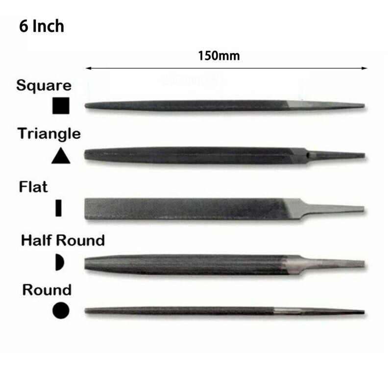 Medium-Toothed Steel Files Set 6 Inch 150mm Handleless File Hand Tool Accessories For Metalworking And Wood Sanding