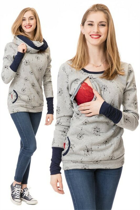 Macierzyński bluza z kapturem jesienno-zimowa bluza ubrania ciążowe kobiety w ciąży karmienie piersią T-shirt Top