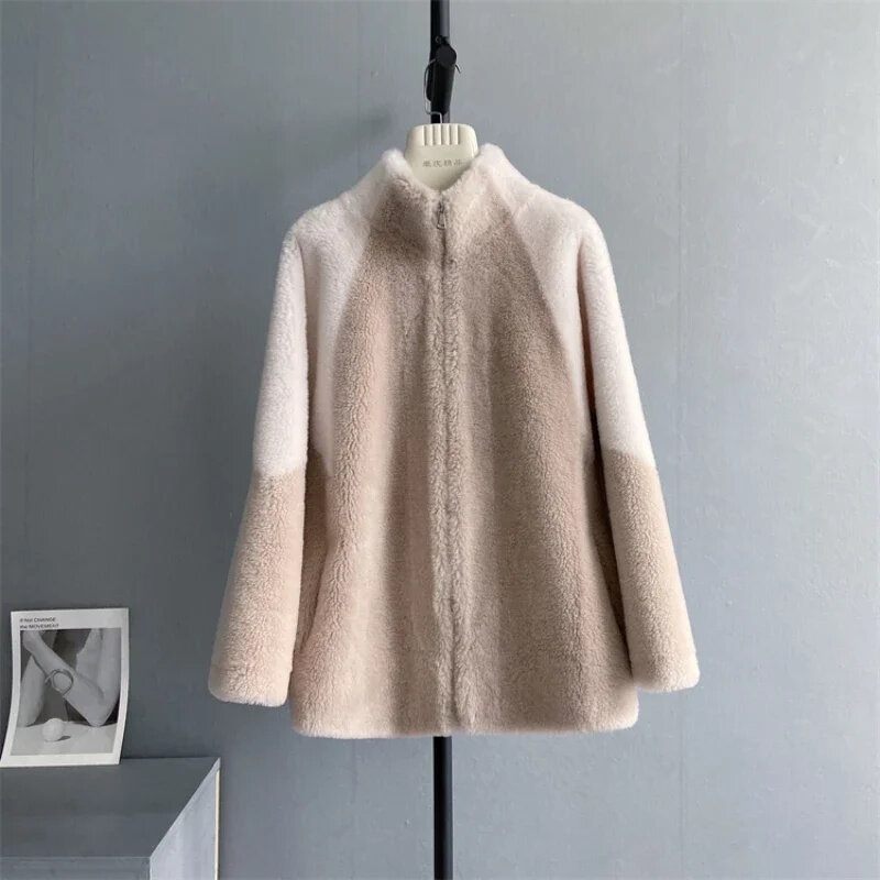 Manteau en Vraie Fourrure de Mouton pour Femme, Vêtement 2024 Pure Laine, Aadt Mars Agneau, Vestes Femme, Nouvelle Collection 100%