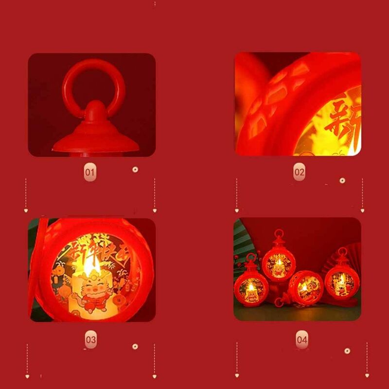 Lampu LED dekorasi Desktop Tahun Baru, lampu dekorasi Desktop Tahun Baru Tiongkok bulat lentera portabel Tahun Baru LED menyala dalam gelap Festival Musim Semi