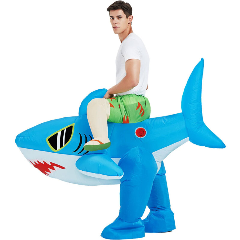 Tubarão azul trajes infláveis para adultos e crianças, mascote para dramatização, Anime Role Play, Halloween Party Cosplay, trajes de vestido, novo
